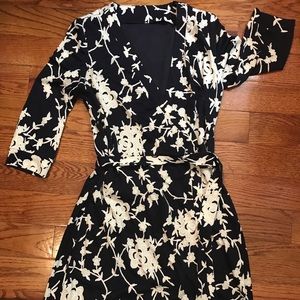 Navy Floral True Wrap Dress